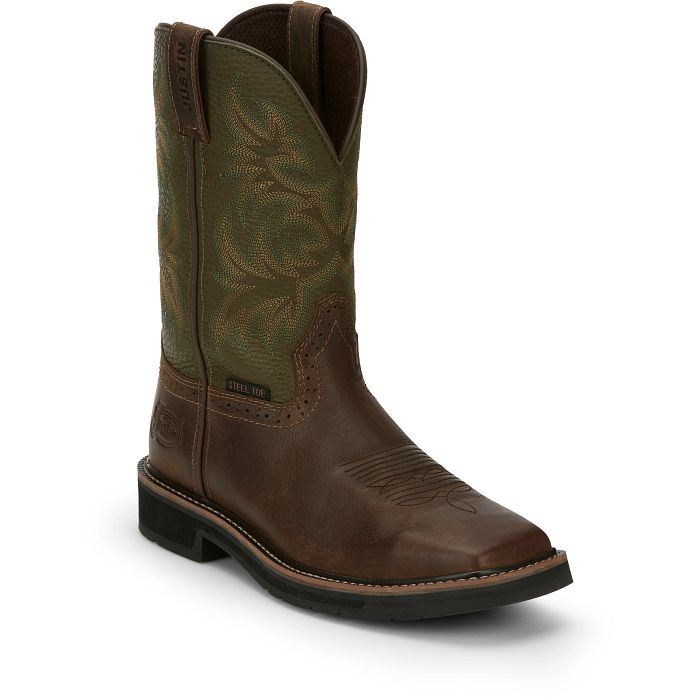 トップス Bostie Men's SE4688 / Justin Work Steel Toe Boots-Stampede